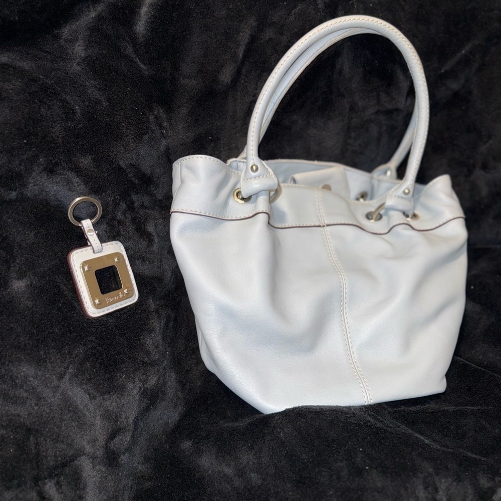 Tignanello light blue Leather Shoulder Bag with Elegant Pleating - Picture 12 of 16